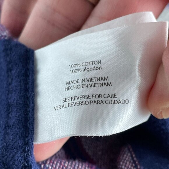 Woolrich Womens XXL Plaid Flannel Shirt Navy Down Long Sleeve 100% Cotton 0851 - Picture 3 of 9